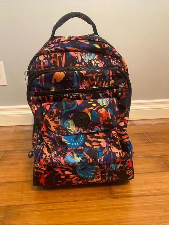 Kipling Handbags - RARE Multicolor Kipling SANAA Rolling Backpack - Wheeled Travel School Bag